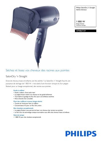 Philips SalonDry 'n Straight SÃ¨che-cheveux - Fiche Produit - FRA