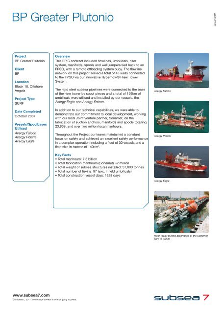 BP Greater Plutonio - Subsea 7