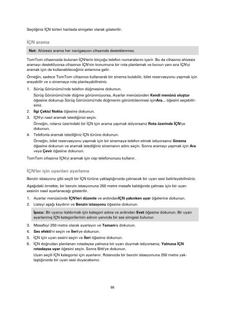 TomTom GO LIVE 1000 - PDF mode d'emploi - T&uuml;rk&ccedil;e