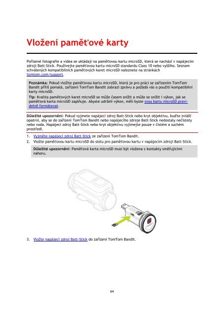 TomTom Bandit Action Camera - PDF mode d'emploi - Ce&scaron;tina