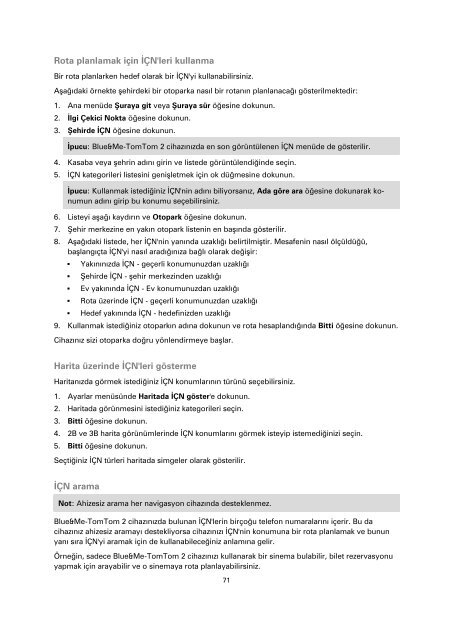 TomTom Blue &amp; Me TomTom 2 Guide de r&eacute;f&eacute;rence - PDF mode d'emploi - T&uuml;rk&ccedil;e