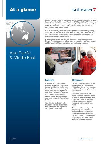 At a Glance: Asia Pacifc & Middle East - Subsea 7