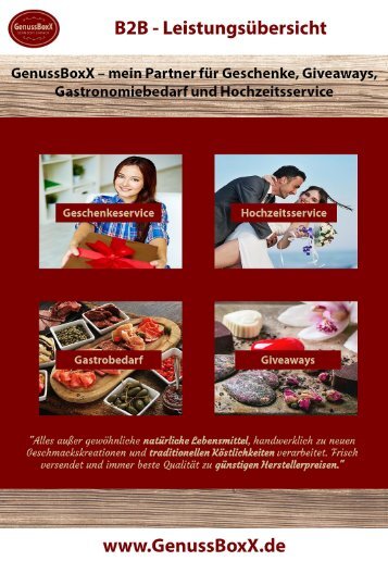 GenussBoxX B2B - Giveaways, Geschenke, Hochzeitsservice