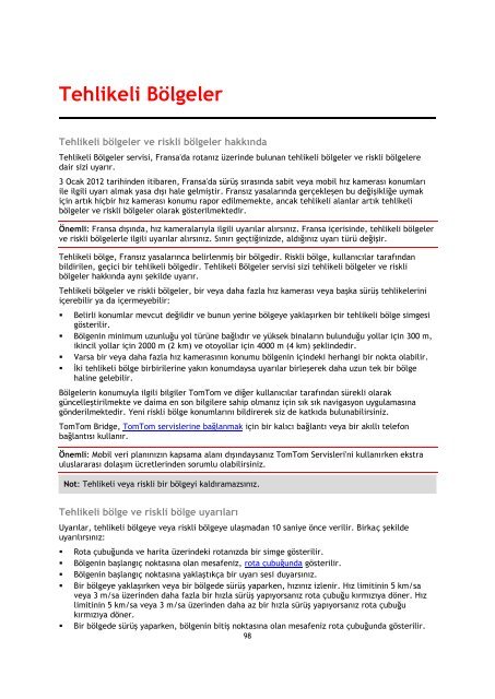 TomTom Bridge Guide de r&eacute;f&eacute;rence - PDF mode d'emploi - T&uuml;rk&ccedil;e