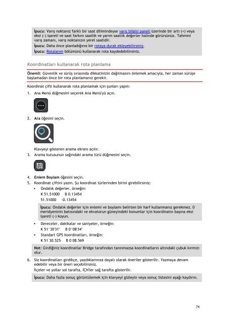 TomTom Bridge Guide de r&eacute;f&eacute;rence - PDF mode d'emploi - T&uuml;rk&ccedil;e