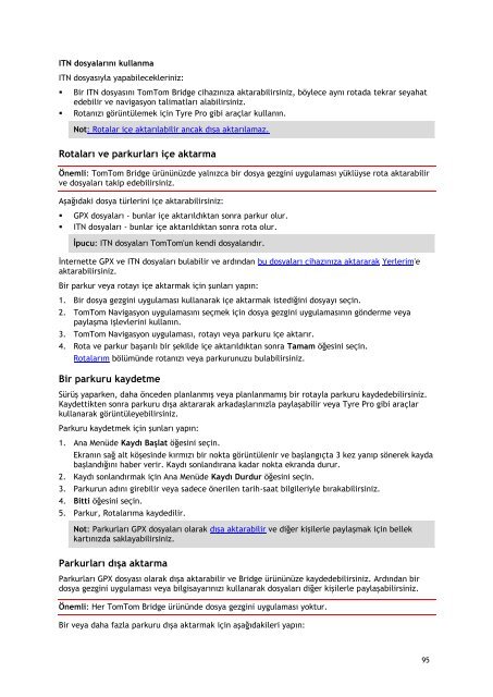 TomTom Bridge Guide de r&eacute;f&eacute;rence - PDF mode d'emploi - T&uuml;rk&ccedil;e