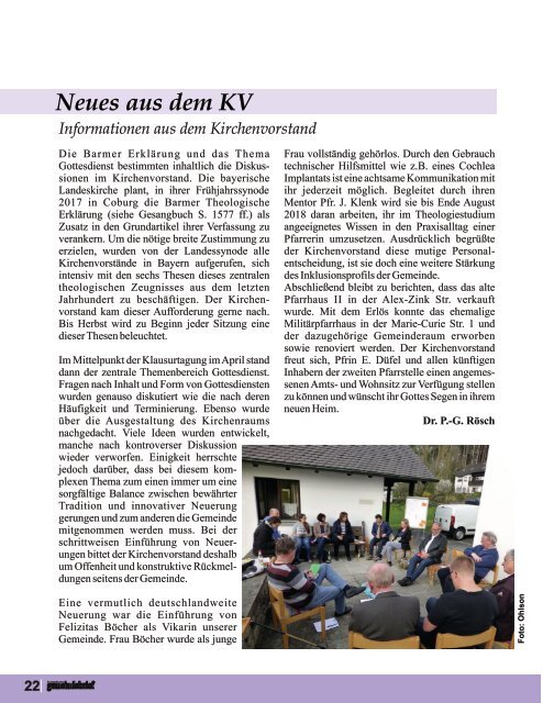 Evang. Kirchengemeinde Roth - Gemeindebrief Juni bis August 2016