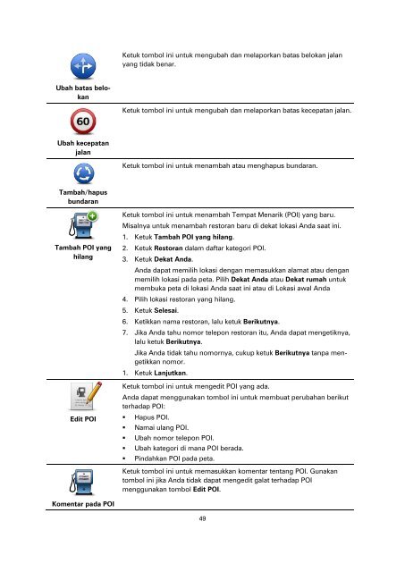 TomTom Via 130 / 135 - PDF mode d'emploi - Indonesian