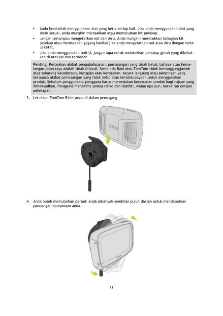 TomTom Rider 400 / 40 - PDF mode d'emploi - Malay