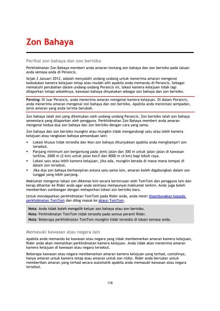 TomTom Rider 400 / 40 - PDF mode d'emploi - Malay