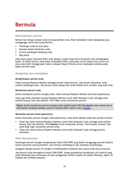 TomTom Rider 400 / 40 - PDF mode d'emploi - Malay