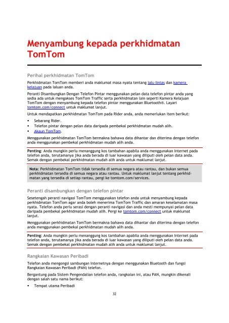 TomTom Rider 400 / 40 - PDF mode d'emploi - Malay