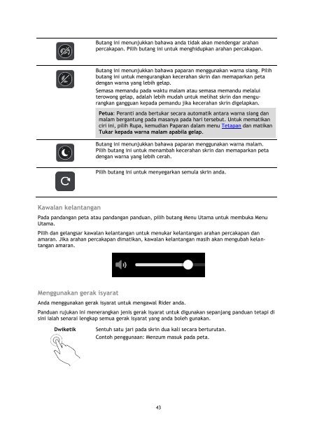 TomTom Rider 400 / 40 - PDF mode d'emploi - Malay