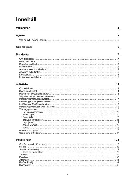 TomTom Guide de r&eacute;f&eacute;rence des Runner Cario et Multi-Sport Cardio - PDF mode d'emploi - Svenska