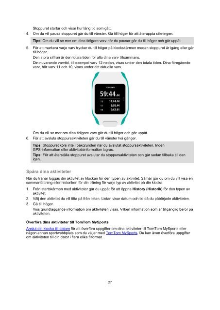 TomTom Guide de r&eacute;f&eacute;rence des Runner Cario et Multi-Sport Cardio - PDF mode d'emploi - Svenska