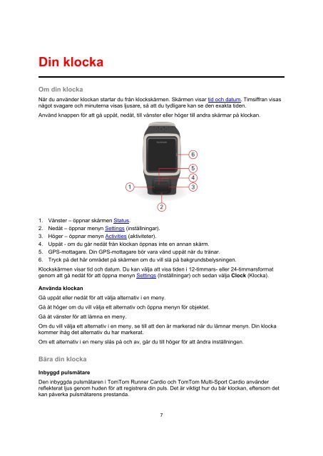 TomTom Guide de r&eacute;f&eacute;rence des Runner Cario et Multi-Sport Cardio - PDF mode d'emploi - Svenska