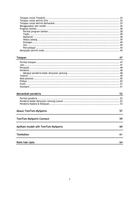 TomTom Guide de r&eacute;f&eacute;rence Spark / Runner 2 - PDF mode d'emploi - Malay