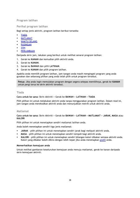 TomTom Guide de r&eacute;f&eacute;rence Spark / Runner 2 - PDF mode d'emploi - Malay