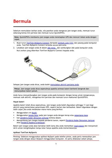 TomTom Guide de r&eacute;f&eacute;rence Spark / Runner 2 - PDF mode d'emploi - Malay