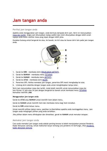 TomTom Guide de r&eacute;f&eacute;rence Spark / Runner 2 - PDF mode d'emploi - Malay