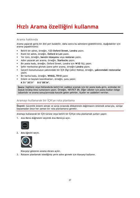 TomTom START 50 - PDF mode d'emploi - T&uuml;rk&ccedil;e