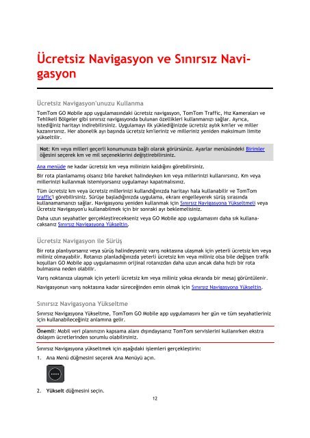 TomTom TomTom GO Mobile Guide de r&eacute;f&eacute;rence - PDF mode d'emploi - T&uuml;rk&ccedil;e