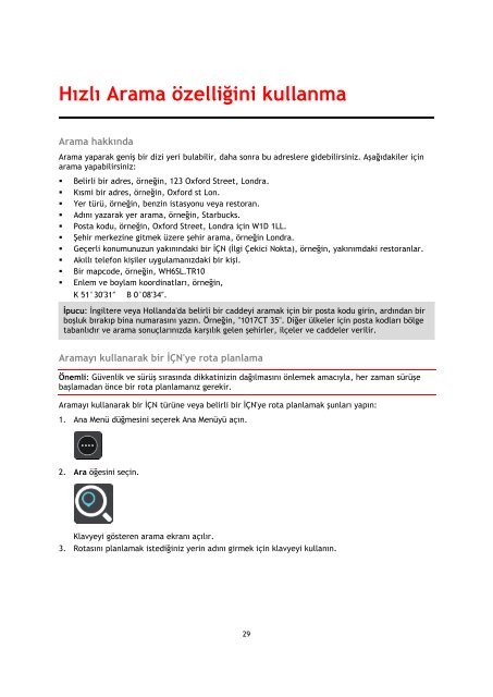 TomTom TomTom GO Mobile Guide de r&eacute;f&eacute;rence - PDF mode d'emploi - T&uuml;rk&ccedil;e