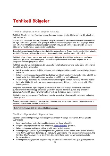 TomTom TomTom GO Mobile Guide de r&eacute;f&eacute;rence - PDF mode d'emploi - T&uuml;rk&ccedil;e