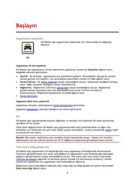 TomTom TomTom GO Mobile Guide de r&eacute;f&eacute;rence - PDF mode d'emploi - T&uuml;rk&ccedil;e