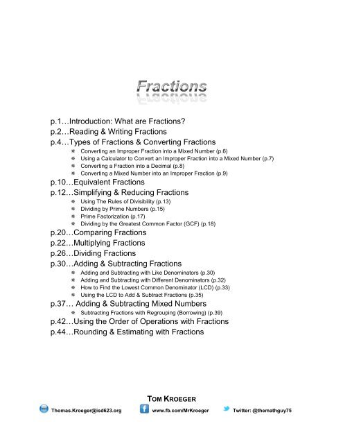Fractions Notes Packet