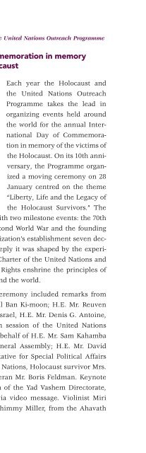 THE HOLOCAUST AND THE UNITED NATIONS OUTREACH PROGRAMME