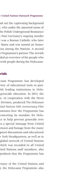 THE HOLOCAUST AND THE UNITED NATIONS OUTREACH PROGRAMME