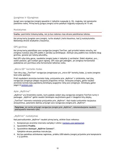 TomTom Start 60 - PDF mode d'emploi - Lietuvi&scaron;kai
