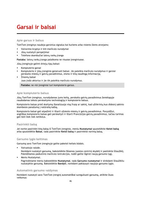 TomTom Start 60 - PDF mode d'emploi - Lietuvi&scaron;kai