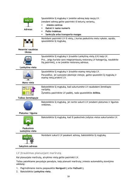 TomTom Start 60 - PDF mode d'emploi - Lietuvi&scaron;kai