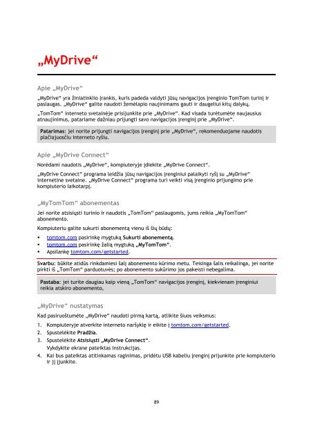 TomTom Start 60 - PDF mode d'emploi - Lietuvi&scaron;kai