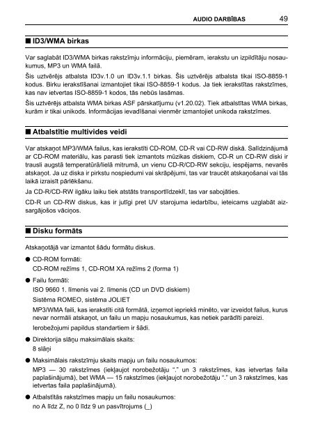 Toyota TNS410 - PZ420-E0333-LV - TNS410 - mode d'emploi