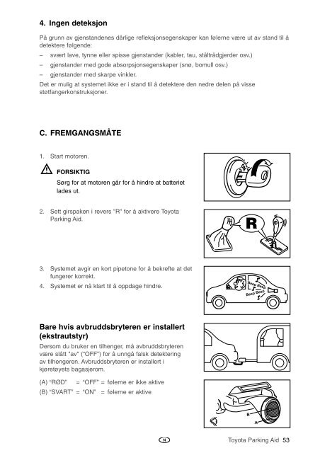 Toyota Toyota Parking Aid 400 - PZ464-00420-40 - Toyota Parking Aid 400 - mode d'emploi