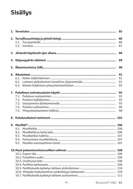 Toyota Bluetooth SWC - PZ420-T0290-NE - Bluetooth SWC (English Danish Finnish Norwegian Swedish) - mode d'emploi