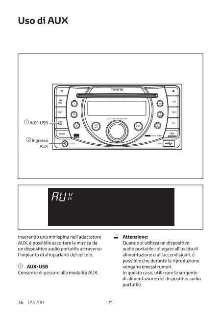 Toyota TAS200 - PZ420-00212-IT - TAS200 (Italian) - mode d'emploi