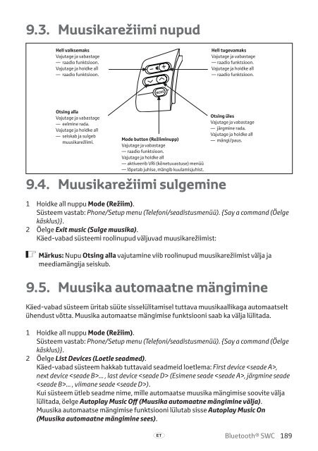 Toyota Bluetooth SWC - PZ420-T0290-BE - Bluetooth SWC (English Russian Lithuanian Latvian Estonian) - mode d'emploi