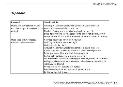 Toyota Rear Entertainment System - PZ462-00207-00 - Rear Entertainment System - Romanian - mode d'emploi