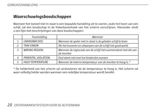 Toyota Rear Entertainment System - PZ462-00207-00 - Rear Entertainment System - Dutch - mode d'emploi