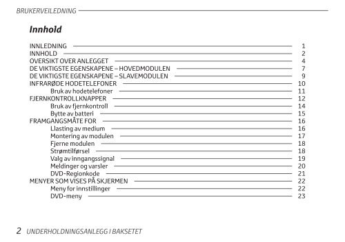 Toyota Rear Entertainment System - PZ462-00207-00 - Rear Entertainment System - Norwegian - mode d'emploi