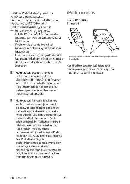 Toyota TAS200 - PZ420-00212-FI - TAS200 (Finnish) - mode d'emploi