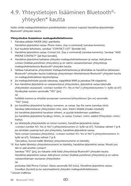 Toyota Bluetooth SWC English Danish Finnish Norwegian Swedish - PZ420-00296-NE - Bluetooth SWC English Danish Finnish Norwegian Swedish - mode d'emploi