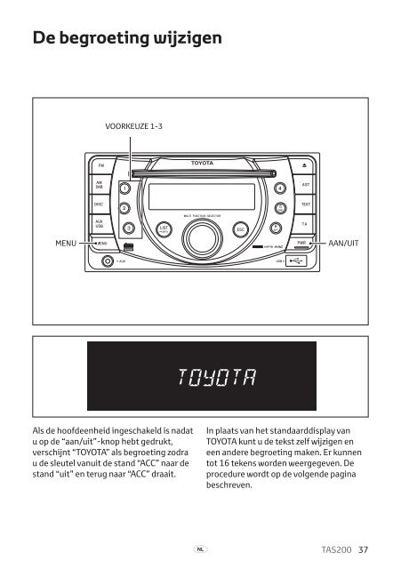 Toyota TAS200 - PZ420-00212-NL - TAS200 (Dutch) - mode d'emploi