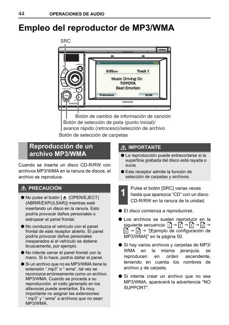 Toyota TNS410 - PZ420-E0333-ES - TNS410 - mode d'emploi