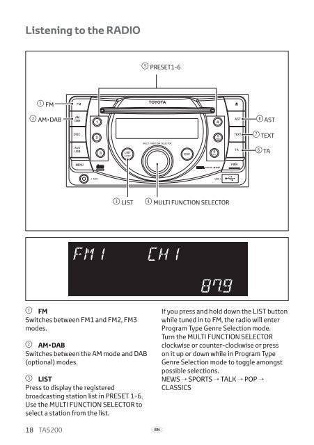 Toyota TAS200 - PZ420-00212-EN - TAS200 (English) - mode d'emploi