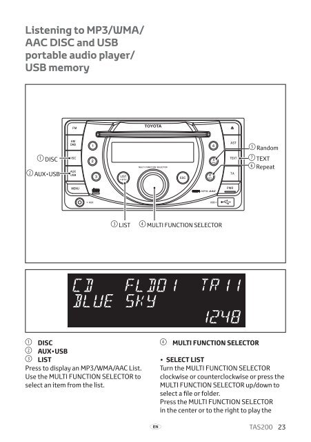 Toyota TAS200 - PZ420-00212-EN - TAS200 (English) - mode d'emploi